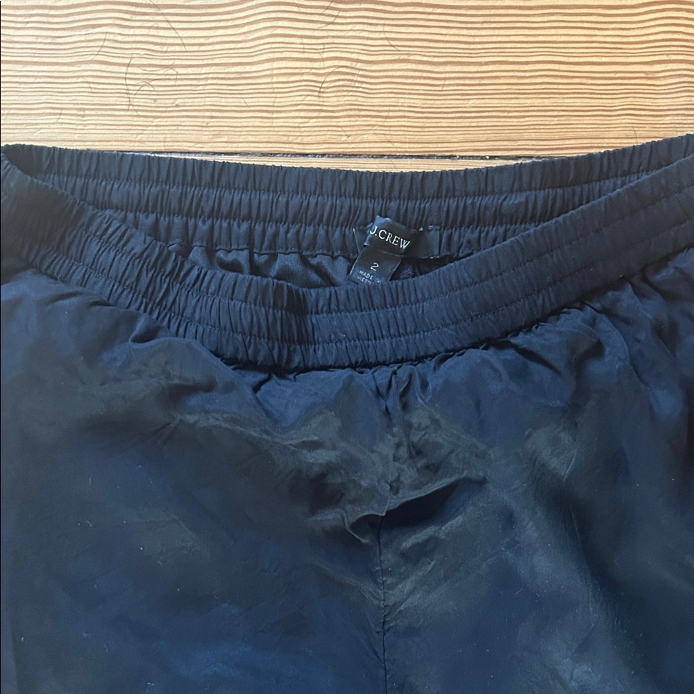 J. Crew Black silk Elastic-Waist Drawstring Pants Joggers 2